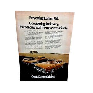 1972 1973 Datsun 610 2 Door 4 Door Wagon car Original Print Ad 70s